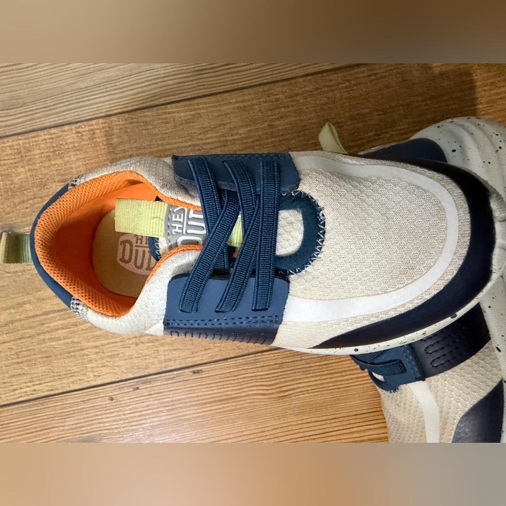 Hey Dude Kids Sneakers - Navy, Beige, and Orange - Picture 5 of 8